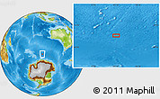 Physical Location Map of the area around 58° 15' 56" S, 101° 13' 29" E
