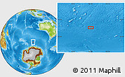 Physical Location Map of the area around 58° 15' 56" S, 102° 4' 29" E
