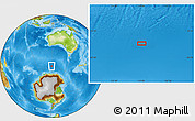 Physical Location Map of the area around 58° 15' 56" S, 119° 4' 29" E