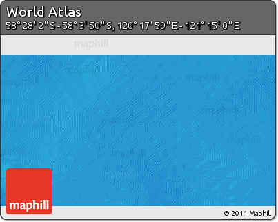 Physical 3D Map of the Area around 58° 15' 56" S, 120° 46' 30" E