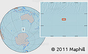 Gray Location Map of the area around 58° 15' 56" S, 121° 37' 30" E, hill shading