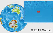 Physical Location Map of the area around 58° 15' 56" S, 122° 28' 29" E
