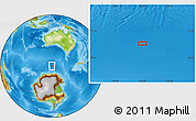 Physical Location Map of the area around 58° 15' 56" S, 123° 19' 29" E