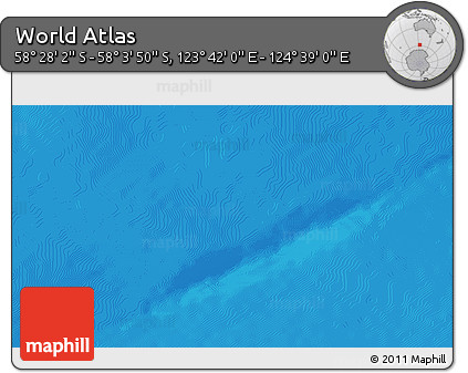Physical 3D Map of the Area around 58° 15' 56" S, 124° 10' 30" E