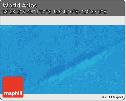 Physical 3D Map of the Area around 58° 15' 56" S, 124° 10' 30" E