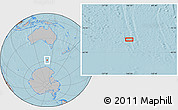 Gray Location Map of the area around 58° 15' 56" S, 140° 19' 29" E, hill shading