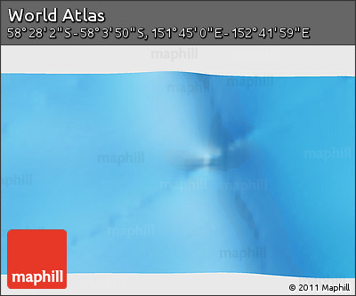 Physical 3D Map of the Area around 58° 15' 56" S, 152° 13' 29" E