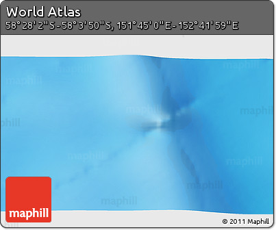 Physical 3D Map of the Area around 58° 15' 56" S, 152° 13' 29" E