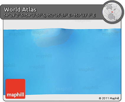 Physical 3D Map of the Area around 58° 15' 56" S, 153° 4' 29" E