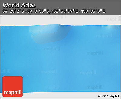 Physical 3D Map of the Area around 58° 15' 56" S, 153° 4' 29" E