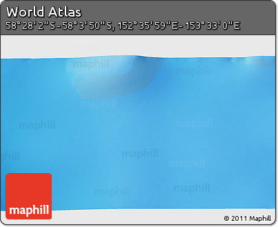 Physical 3D Map of the Area around 58° 15' 56" S, 153° 4' 29" E
