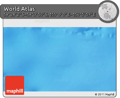 Physical 3D Map of the Area around 58° 15' 56" S, 155° 37' 30" E