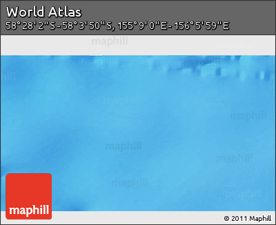 Physical 3D Map of the Area around 58° 15' 56" S, 155° 37' 30" E