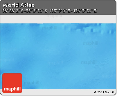 Physical 3D Map of the Area around 58° 15' 56" S, 155° 37' 30" E