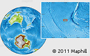 Physical Location Map of the area around 58° 15' 56" S, 155° 37' 30" E