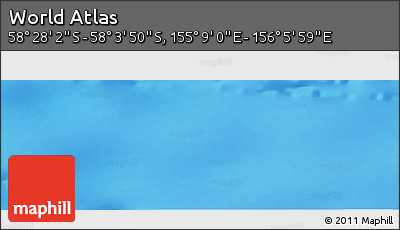 Physical Panoramic Map of the Area around 58° 15' 56" S, 155° 37' 30" E