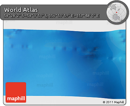 Physical 3D Map of the Area around 58° 15' 56" S, 157° 19' 29" E