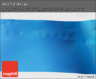 Physical 3D Map of the Area around 58° 15' 56" S, 157° 19' 29" E