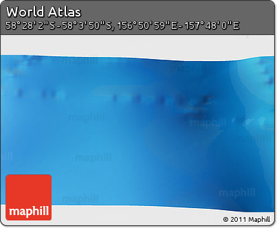 Physical 3D Map of the Area around 58° 15' 56" S, 157° 19' 29" E