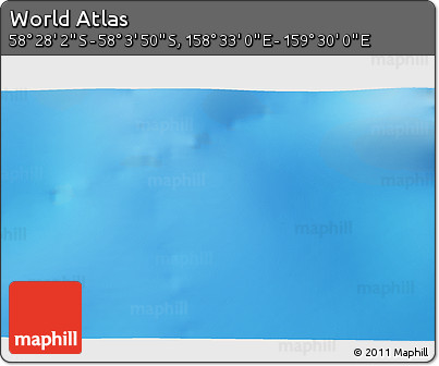Physical 3D Map of the Area around 58° 15' 56" S, 159° 1' 30" E