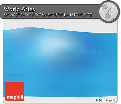 Physical 3D Map of the Area around 58° 15' 56" S, 160° 43' 29" E