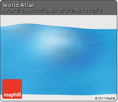 Physical 3D Map of the Area around 58° 15' 56" S, 160° 43' 29" E