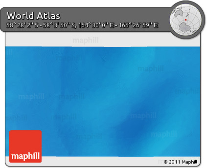 Physical 3D Map of the Area around 58° 15' 56" S, 164° 58' 29" E