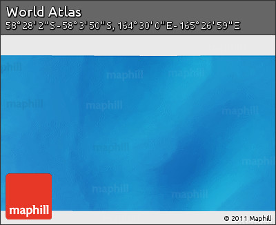 Physical 3D Map of the Area around 58° 15' 56" S, 164° 58' 29" E