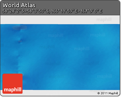 Physical 3D Map of the Area around 58° 15' 56" S, 166° 40' 30" E