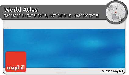 Physical Panoramic Map of the Area around 58° 15' 56" S, 168° 22' 30" E