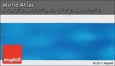 Physical Panoramic Map of the Area around 58° 15' 56" S, 168° 22' 30" E