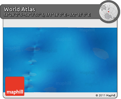 Physical 3D Map of the Area around 58° 15' 56" S, 171° 46' 30" E