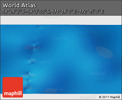 Physical 3D Map of the Area around 58° 15' 56" S, 171° 46' 30" E