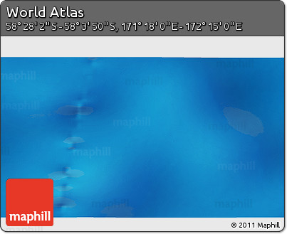 Physical 3D Map of the Area around 58° 15' 56" S, 171° 46' 30" E