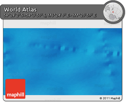 Physical 3D Map of the Area around 58° 15' 56" S, 176° 52' 30" E