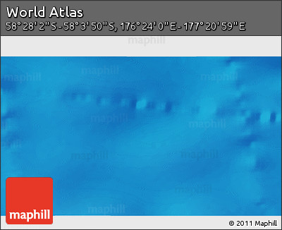 Physical 3D Map of the Area around 58° 15' 56" S, 176° 52' 30" E