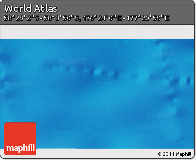 Physical 3D Map of the Area around 58° 15' 56" S, 176° 52' 30" E