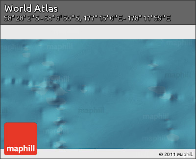 Satellite 3D Map of the Area around 58° 15' 56" S, 177° 43' 29" E