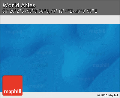 Physical 3D Map of the Area around 58° 15' 56" S, 47° 40' 29" E