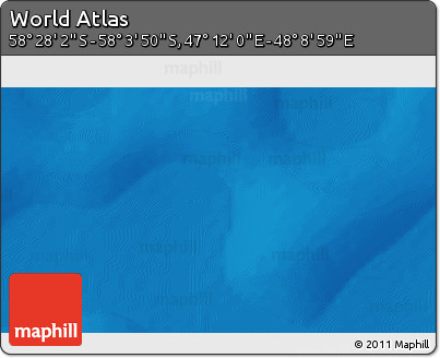 Physical 3D Map of the Area around 58° 15' 56" S, 47° 40' 29" E