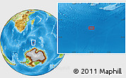 Physical Location Map of the area around 58° 15' 56" S, 47° 40' 29" E