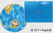 Physical Location Map of the area around 58° 15' 56" S, 48° 31' 29" E