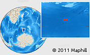 Shaded Relief Location Map of the area around 58° 15' 56" S, 50° 13' 30" E