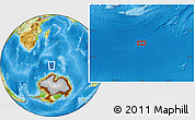 Physical Location Map of the area around 58° 15' 56" S, 51° 55' 29" E