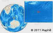 Shaded Relief Location Map of the area around 58° 15' 56" S, 53° 37' 30" E