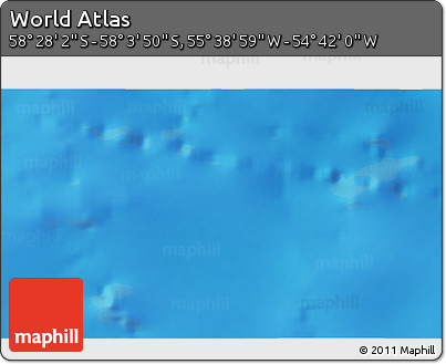 Physical 3D Map of the Area around 58° 15' 56" S, 55° 10' 29" W
