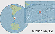 Savanna Style Location Map of the area around 58° 15' 56" S, 61° 7' 30" W, hill shading