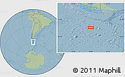 Savanna Style Location Map of the area around 58° 15' 56" S, 70° 28' 29" W, hill shading