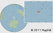 Savanna Style Location Map of the area around 58° 15' 56" S, 96° 58' 29" E, hill shading