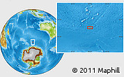 Physical Location Map of the area around 58° 15' 56" S, 99° 31' 30" E